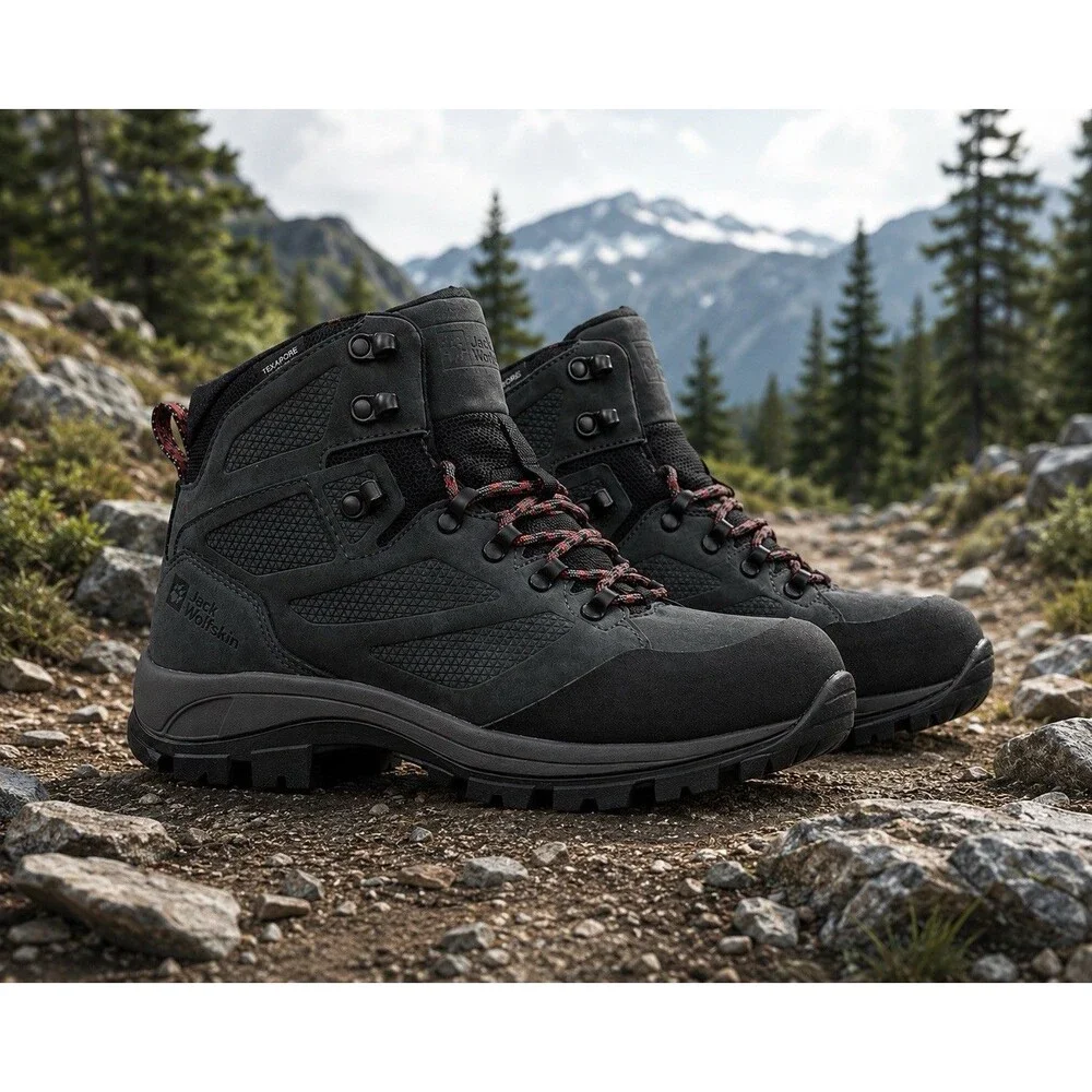 Jack Wolfskin‎ Vibram Hiking Boots Womens 8.5 Black Texapore Waterproof Outdoor